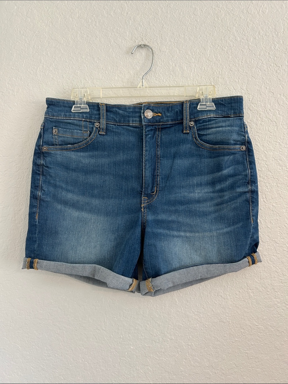 torrid Medium Wash Rolled Cuff Denim Shorts